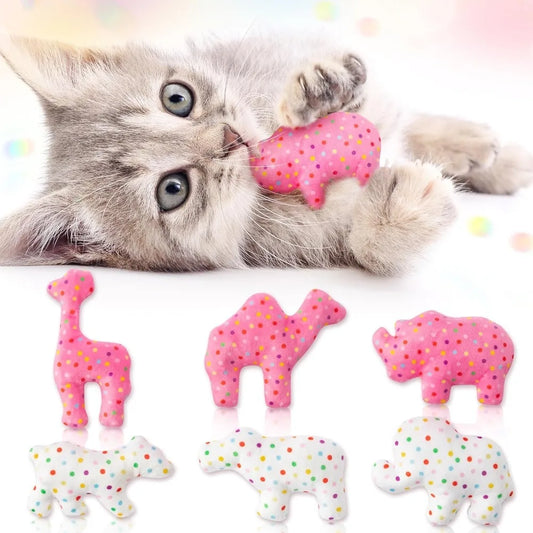 6Pcs Frosted Animal Cookie Catnip Crinkle Paper Sound Toys Gift for Cat