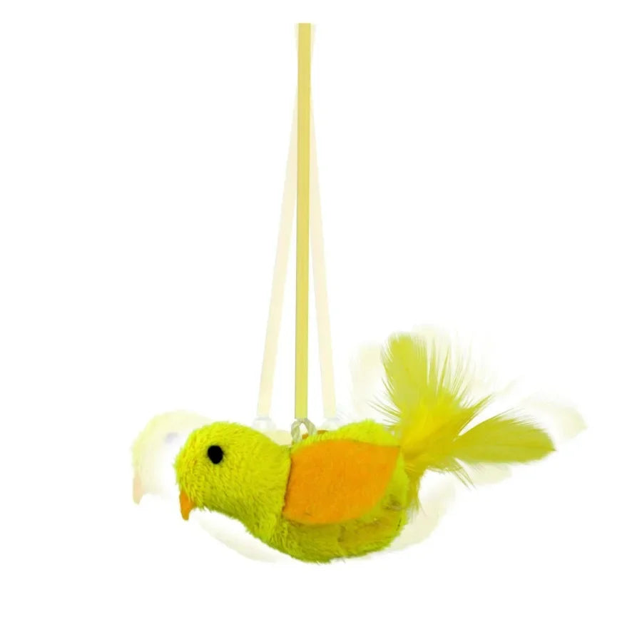 Interactive Bird in a Cage Cat Toy for Indoor Cats Blue and Yellow Design Stimulates Natural Hunting Instincts with Safe Durabl