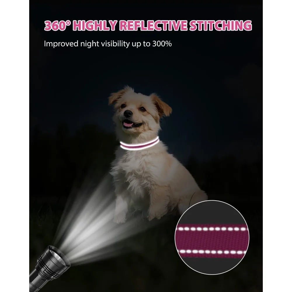 Small Dog Collar, Reflective and Adjustable Nylon Collar with Quick-Release Buckle, Lightweight No-Choke Design for Small Dogs,
