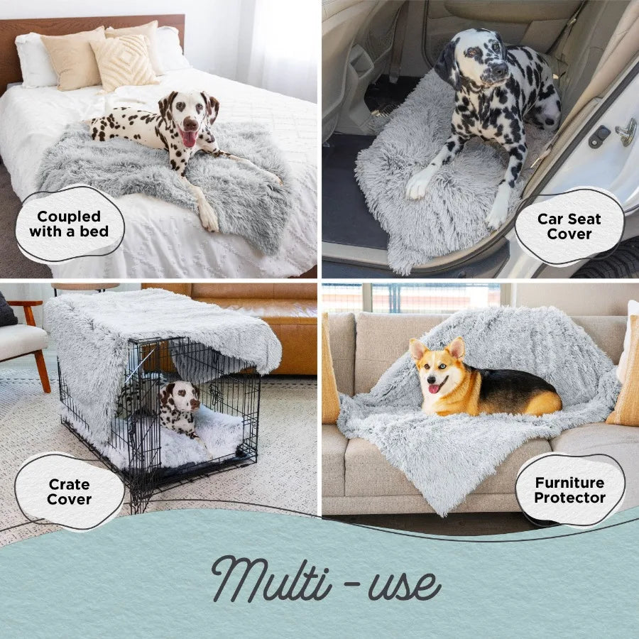 Calming Shag Dog Blanket Ultra Soft Faux Fur Pet Throw for AnxietyRelief Lightweight Warm Bed Cover Suitable for Dogs and Cats
