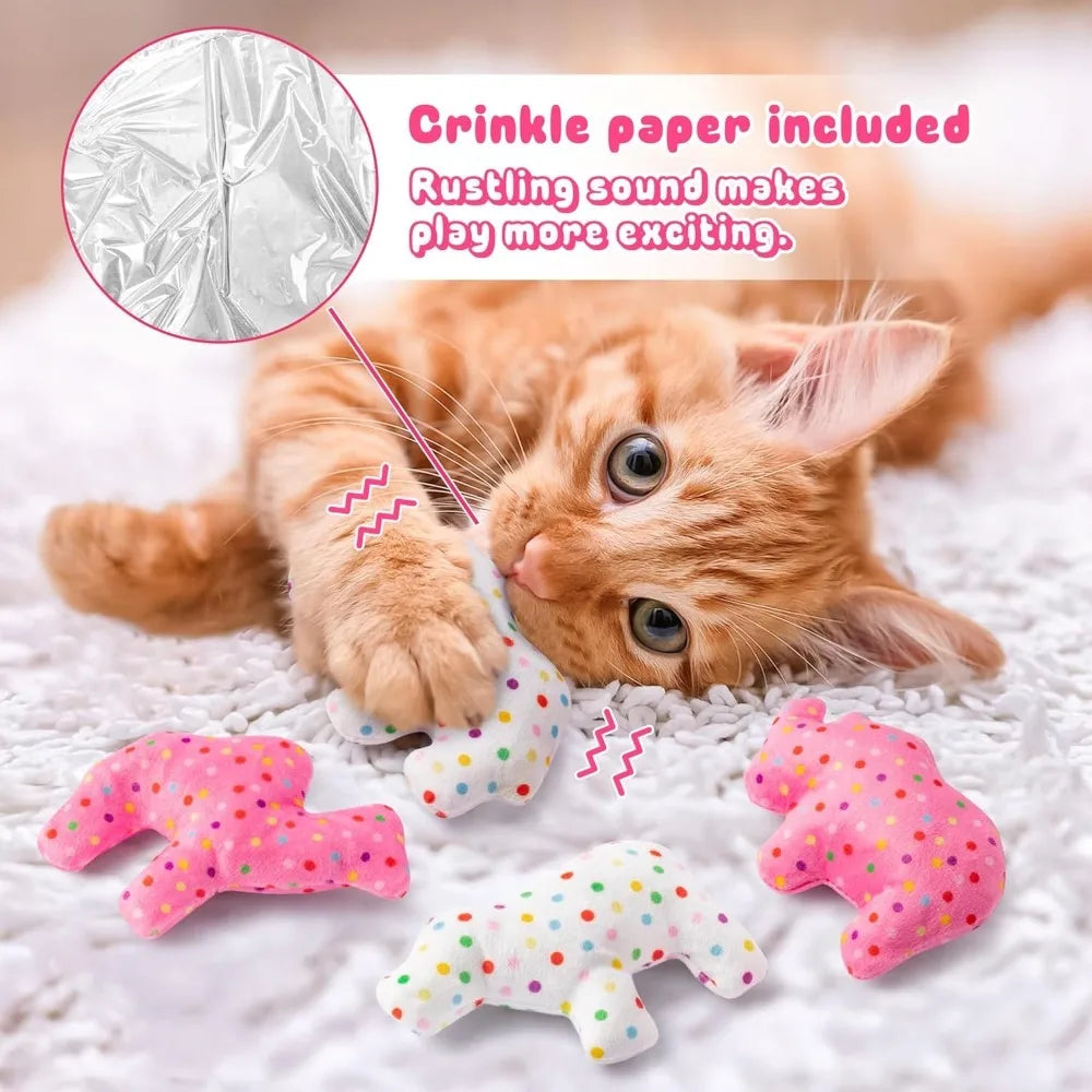 6Pcs Frosted Animal Cookie Catnip Crinkle Paper Sound Toys Gift for Cat