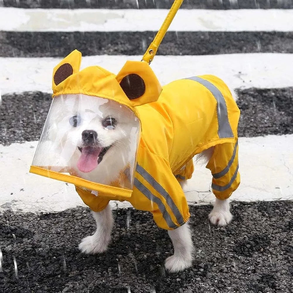 Waterproof Dog Rain Jacket Reflective Raincoat Poncho with Leash Medium Dogs Easy to Clean Comfortable Durable Pet Apparel