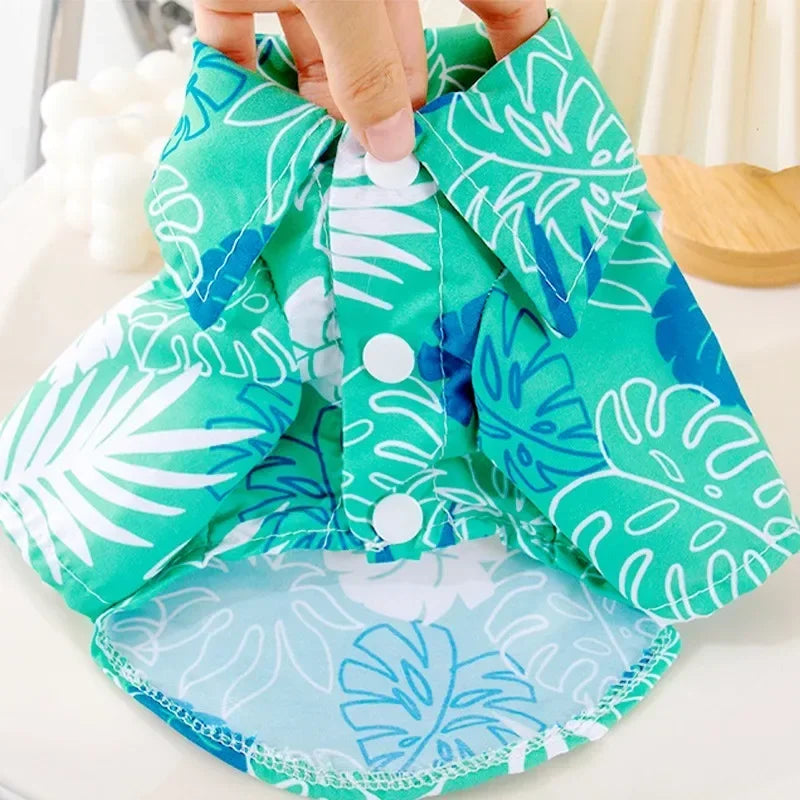 Summer Dog Clothes Hawaiian Style Pet Beach Dog Shirts Fashion Puppy Vest Coconut Print Cat Shirt Chihuahua Yorkies Pet Clothes