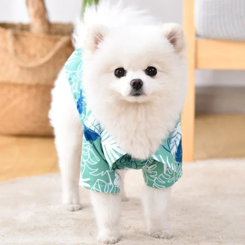 Summer Dog Clothes Hawaiian Style Pet Beach Dog Shirts Fashion Puppy Vest Coconut Print Cat Shirt Chihuahua Yorkies Pet Clothes