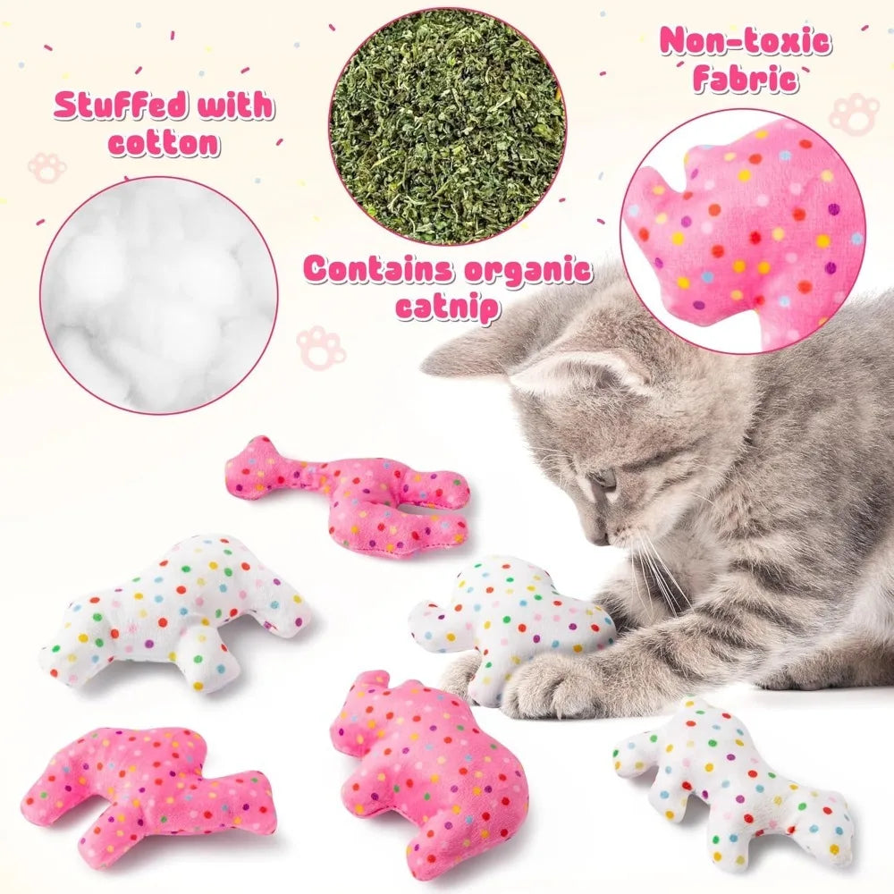 6Pcs Frosted Animal Cookie Catnip Crinkle Paper Sound Toys Gift for Cat