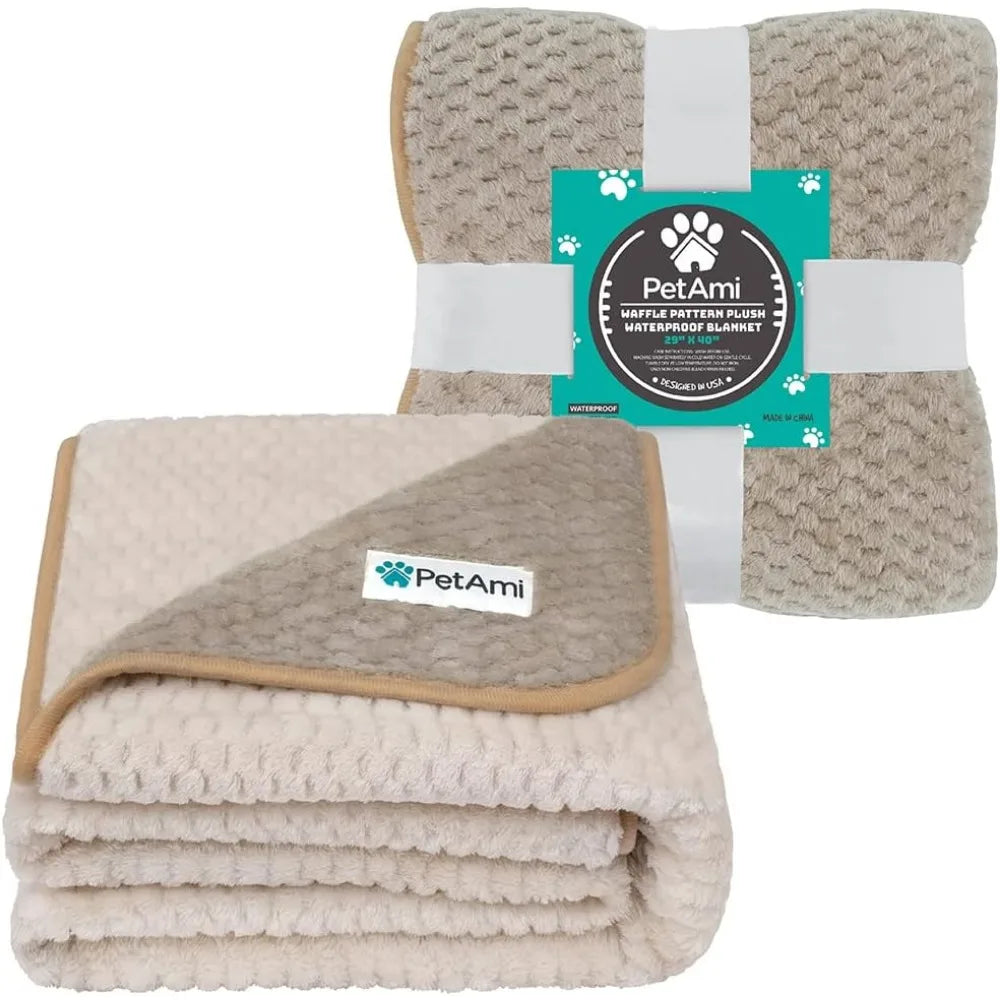 Waterproof Dog Blanket, Leakproof Puppy Blanket for Small Medium Dog, Furniture Sofa Couch Cover Protector, Fleece Pet Throw In