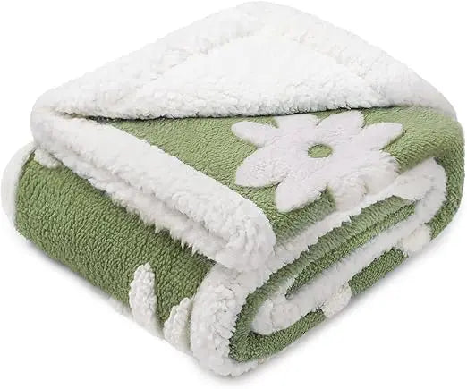 Waterproof Pet Blanket for Medium Large Dogs Washable Fluffy Thick Jacquard Shag Fleece Warm Sherpa 3D Textured Flower Print fo