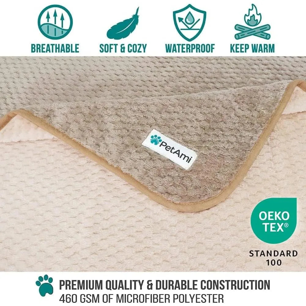 Waterproof Dog Blanket, Leakproof Puppy Blanket for Small Medium Dog, Furniture Sofa Couch Cover Protector, Fleece Pet Throw In