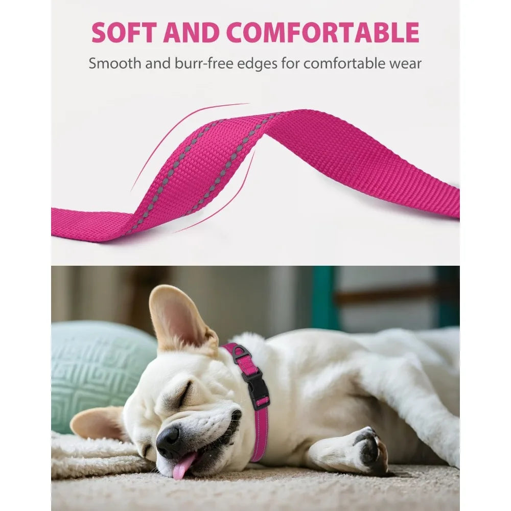 Small Dog Collar, Reflective and Adjustable Nylon Collar with Quick-Release Buckle, Lightweight No-Choke Design for Small Dogs,