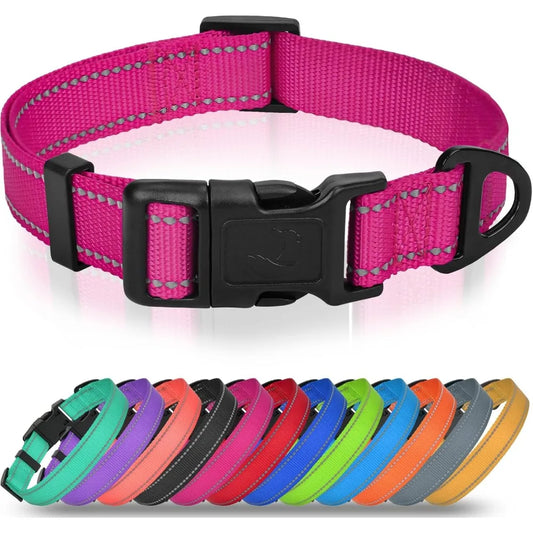 Small Dog Collar, Reflective and Adjustable Nylon Collar with Quick-Release Buckle, Lightweight No-Choke Design for Small Dogs,