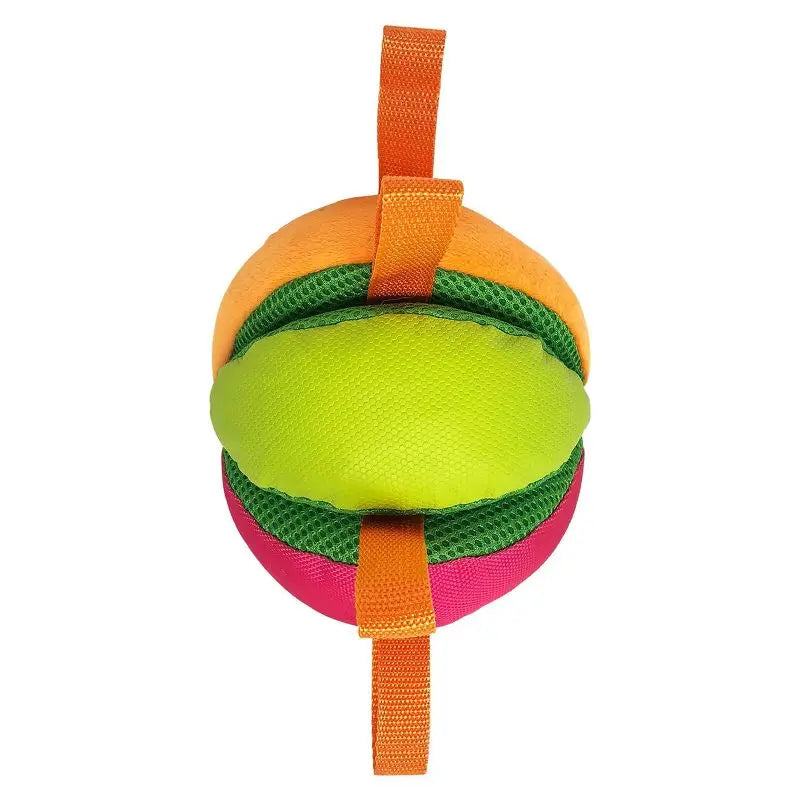 Wedge Ball Dog Toy Straps Easy Grip Tug of War Fetch Medium Large Dogs Tear-Resistant Mesh Interactive Play Treat Hiding Pet Toy